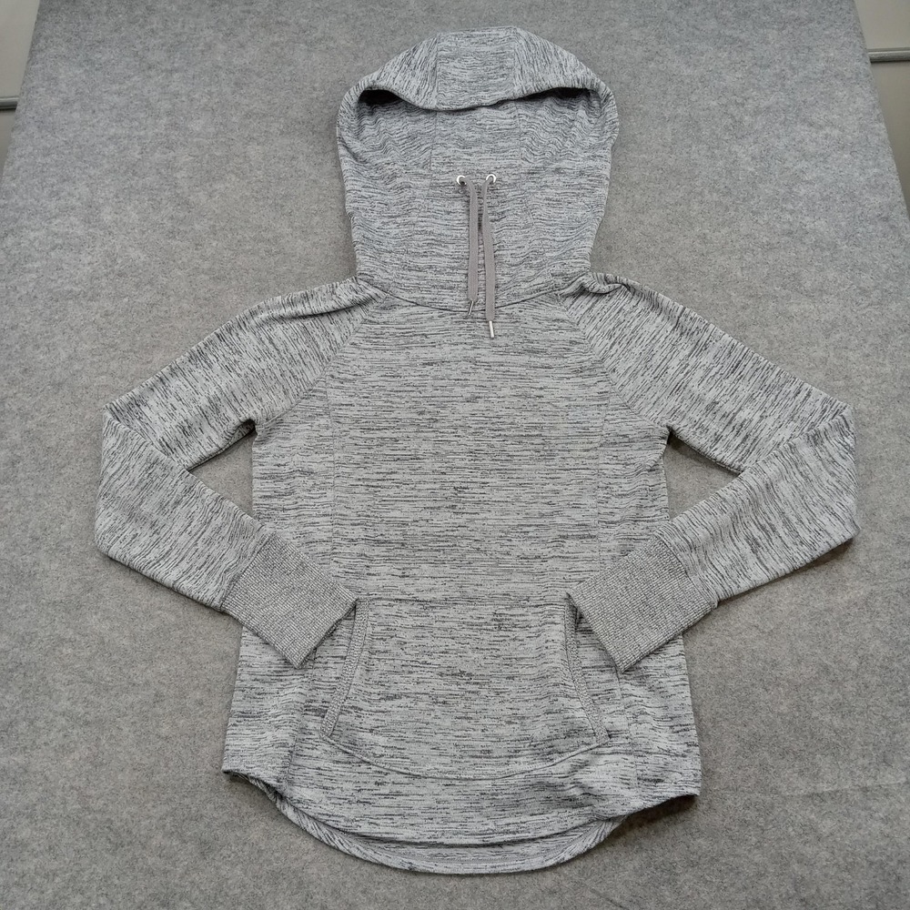 Athleta Hoodie Womens XS‎ Heather Gray Pullover Sweatshirt Drawstring RN 54023